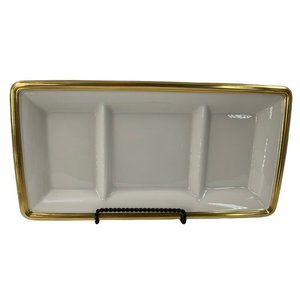 Lenox Eternal Nouveau 3 Part Rectangular Divided Server Tray Hostess 16" Gold